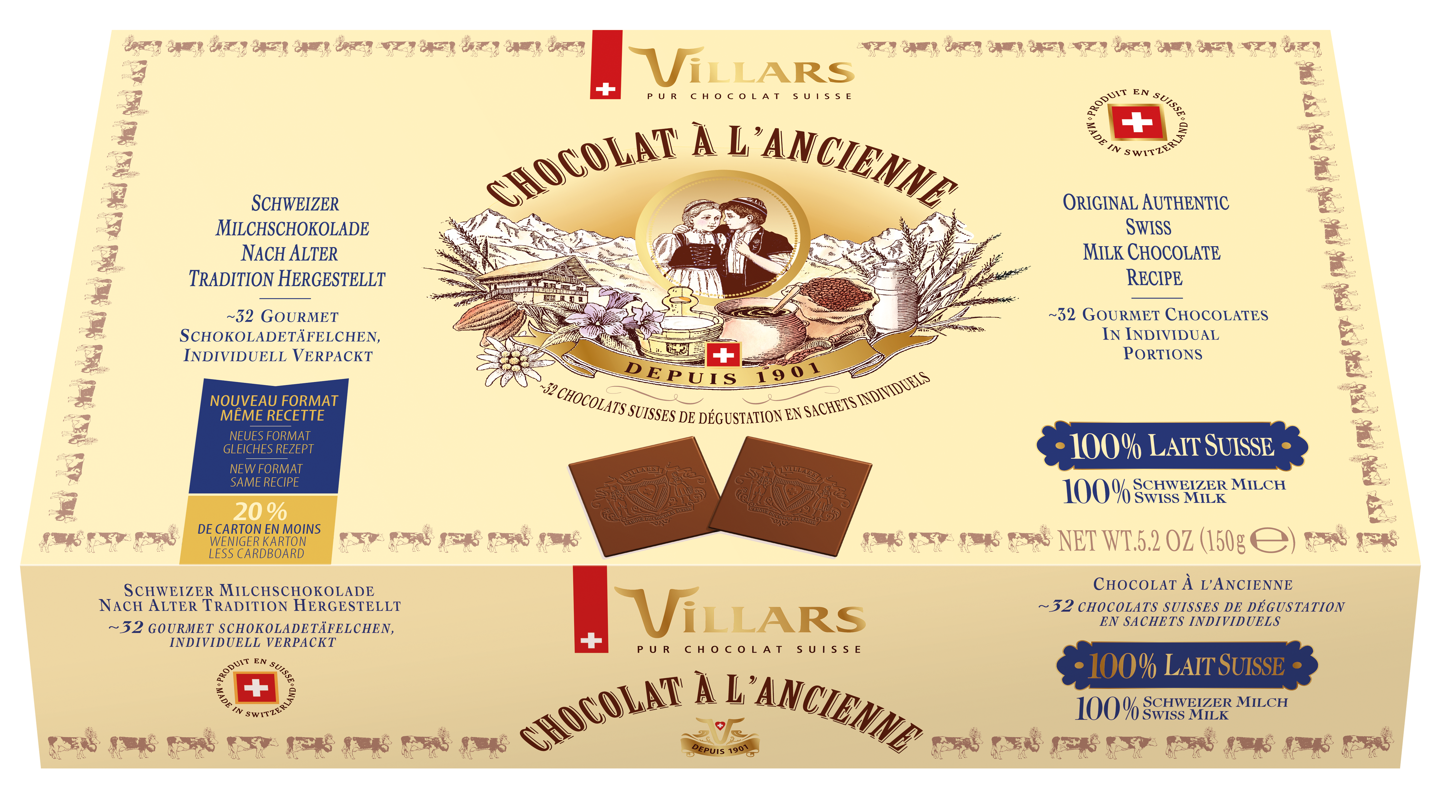1810 CAA Coffret 150g Lait - Chocolat à l'Ancienne
